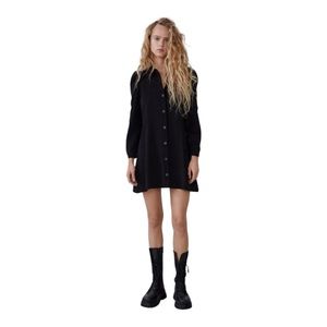 Zara Button Front Puff Sleeve Mini Dress 
Size L